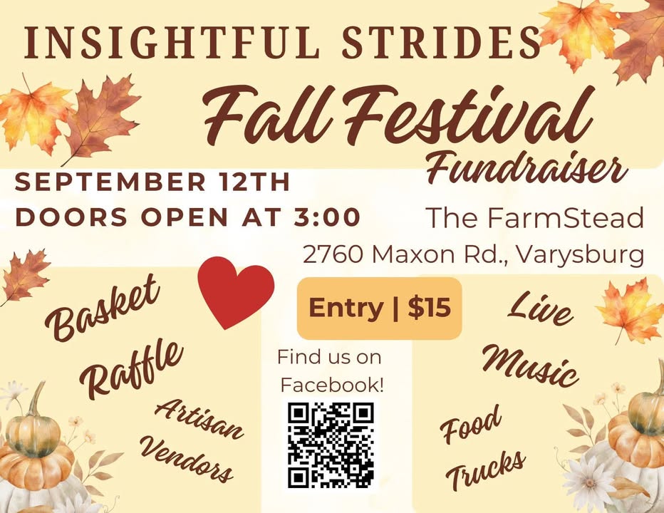 Flyer for Insightful Strides Fall Festival Fundraiser
